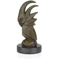 moritz Skulptur Kakadu Vogel aus Bronze H 16,7 cm Tierfigur auf Marmorsockel mit Filz hochwertige Vogelskulptur für Innenbereich zeitlos klassisch