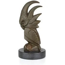 moritz Skulptur Kakadu Vogel aus Bronze H 16,7 cm Tierfigur auf Marmorsockel mit Filz hochwertige Vogelskulptur für Innenbereich zeitlos klassisch