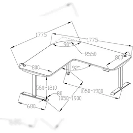 Mendler Eckschreibtisch HWC-D40 Schwarz / Weiß