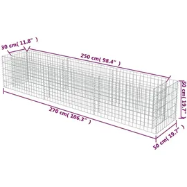 vidaXL Gabionen-Hochbeet Stahl 270x50x50 cm