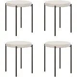 HOMCOM 4er-Set Esszimmerhocker Stapelbar Esszimmerstühle Küchenstuhl mit gepolstertem Sitz, Samtoptik Sitzhocker Samt für Küche Esszimmer Metall Cremeweiß 41,5 x 41,5 x 46 cm