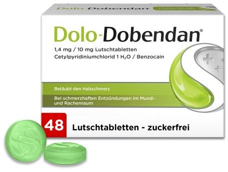 Dolo-Dobendan Zuckerfrei Lutschtabletten gegen Halsschmerzen 48 St