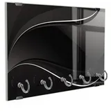 DEQORI Schlüsselbrett 'Dunkle Wellengrafik', (1 St), Schlüsselhalter Schlüssel Haken Schlüsselboard modern Schlüsselleiste schwarz