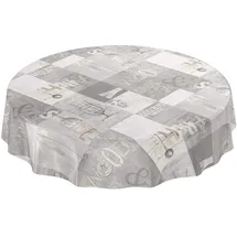 ANRO Wachstuchtischdecke abwaschbar Rund 140 cm Grau