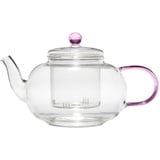 Paris Hilton Glas-Teekanne mit herausnehmbarem Tee-Ei, hergestellt aus temperatursicherem Glas, perfekter Ausgießer, 1,2 l, Rosa