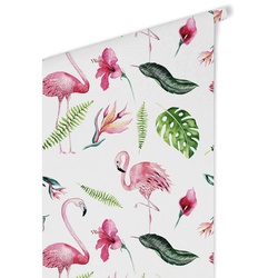 K&L Wall Art Vliestapete »Kinder Vliestapete«, Blumen Flamingo Vogel Pink, mehrfarbig, matt - bunt