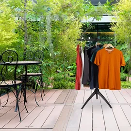 Relaxdays Bügelwäscheständer klappbar, Camping, Balkon, platzsparender Wäschestandtrockner, HxD:129x62 cm, schwarz-grau