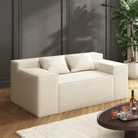 PurrJoys Kleine Moderne Loveseat-Sofa, Hybrid-Sofa-in-a-Box, Keine Montage Erforderlich, Schlafsofa mit 2 Kissen, Kratzfestes Leinen, Kleines Sofa für Kleine Räume,Wohnzimmer,Schlafzimmer, Beige