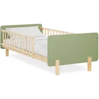 Homestyle4u Kinderbett 90x200 mit Raufallschutz Lattenrost Grün 2605