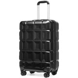 KONO Handgepäck Koffer Trolley Handgepäck 54cm Zwillingsrollen ABS Hartschalenkoffer Reisekoffer mit TSA Schloss 4 Rollen, 54x34x22cm (Koffer Handgepäck, Schwarz)