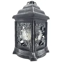 Buri Grablaterne mit Öllicht 26cm Grabschmuck Grabkerze Grablicht Friedhofskerze Deko, Farbe:Silber
