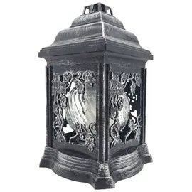 Buri Grablaterne mit Öllicht 26cm Grabschmuck Grabkerze Grablicht Friedhofskerze Deko, Farbe:Silber