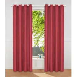 Vorhang MY HOME "Raja" Gr. 4, rot, B:140cm H:245cm, Polyester, Recyceltes Material, Gardinen, 2er-Set, Bestseller, einfarbig, modern, pflegeleichte Mikrofaser