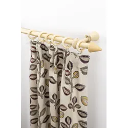 Gardinenstange GARESA "Evi", beige (natur), L:190cm, Holz, Gardinenstangen, Vorhanggarnitur Holz, verlängerbar, Wandmont.,mit Ringe/2 Lauf Gleiter