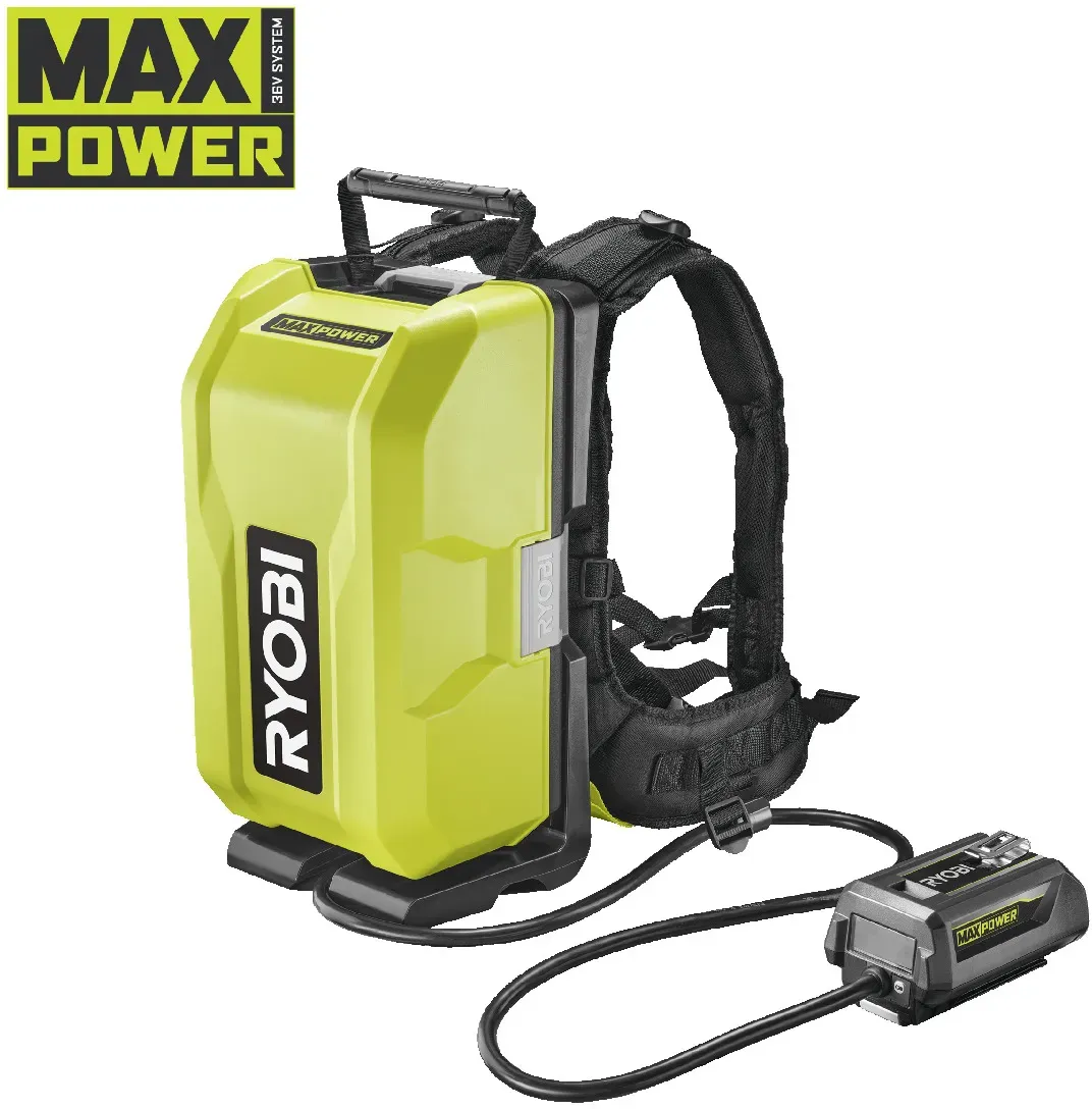 Ryobi Akku Rucksack 36 V MAXPOWER, mit 6 A Ladestrom, mit Ladegerät & ohne Akku, RY36BP3PA-0