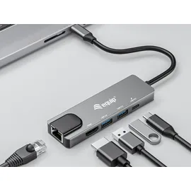 Equip 133489 USB-C 5-in-1-Multifunktionsadapter, HDMI , Gigabit LAN, USB 3.2 GEN1, 100W USB PD
