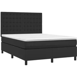 vidaXL Boxspringbett mit Matratze & LED Schwarz 140x200 cm Kunstleder