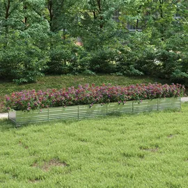 vidaXL Garten-Hochbeet verzinkter Stahl rechteckig 600 x 80 x 45 cm Silber