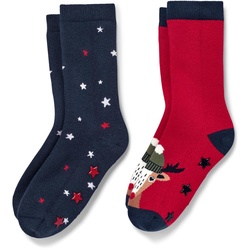 Tchibo - 2 Paar Kleinkind-Antirutsch-Socken - Herren - Gr. 19-22 - dunkelblau/jacquard