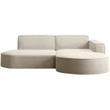 Kaiser Möbel Ecksofa Designer MODENA STUDIO stoff Dicker cord Poso Beige, Rechts & Couches, Wohnlandschaften, Ecksofas