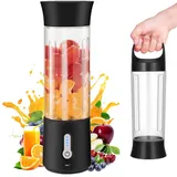 Canareen Tragbarer Mixer Smoothie Maker - 500ML Blender Mixer für Smoothies und Shakes | 4000mAh wiederaufladbarer USB Mini Mixer mit sechs Klingen | Hand Blender für Sportreise-Fitnessstudio (Balck)