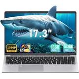 17,3 Zoll Laptop, 16GB RAM, 512GB SSD, Quad-Core Celeron N5095 CPU(bis 2,9 GHz), FHD IPS Display, Win11, Office19, Fingerprint Sensor, beleuchtete Tastatur, HDMI, WiFi, BT, 3X USB 3.0, Silber