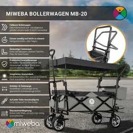 MIWEBA Bollerwagen MB-20 faltbar Beige/Bordeaux rot