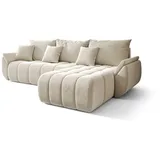 Fun Möbel Ecksofa Schlafsofa OSAKA Stoff Monolith Creme Ottomane Rechts