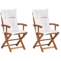Beliani Gartenstuhl 2er Set Akazienholz Heller Holzfarbton klappbar mit