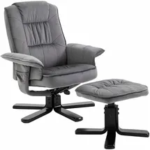 Idimex Relaxsessel Charles Samtstoff 76 x 87 x 61 cm Grau mit Hocker