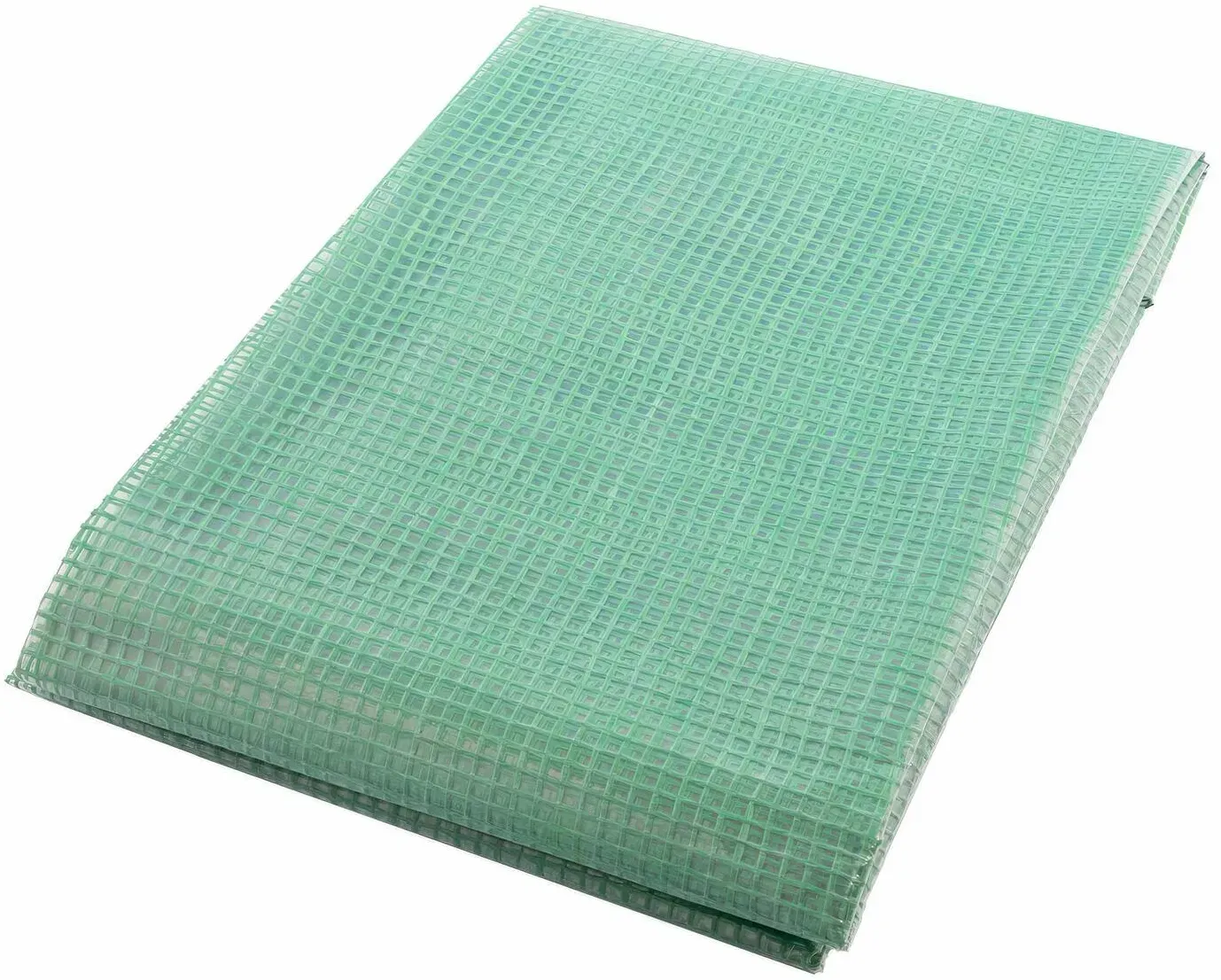 Gitterplane 2,00 x 1,00 m transparent mit grünem Gitter 250 g/m2 mit Nagelrand verstärkt gefaltet UV-stabil