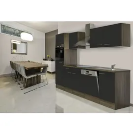 Respekta Küchenzeile Oliver E-Geräte 280 cm grau/eiche york nachbildung
