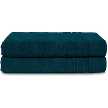 Komfortec 2er Saunatuch Set 80x200 cm aus 100% Baumwolle, XXL-Saunatücher, Sauna Handtuch, Weich, Groß, Frottee, Schnelltrocknend, Petrol