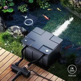 Wiltec SunSun CUV-209 Teichklärer 1500 l/h / 9 W UVC, Vorklärgerät für Teichfilter & Teichpumpe, Wasserklärer mit UV-Lampe, Lichtfilter zur Algenbekämpfung
