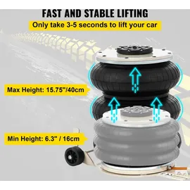 Vevor 5T Luftkissen Air Jack Wagenheber Pneumatisch, 400 mm Druckluft Luftringe