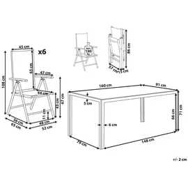 Beliani Gartenmöbel Set Grau 6-Sitzer Loungemöbel, Loungemöbel-Sets