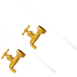 VALICLUD 2stücke Wasserhahn Für Außenbereich Gartendeko Mit Fließendem Wasser Vintage-wasserspeier-Ornament Tischbrunnen Für Innenbereich Handgefertigte Kunstdekor Für Garten