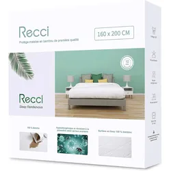 RECCI Matratzenschoner 160x200 cm wasserdicht Bambus Anti-Allergie OEKO-TEX