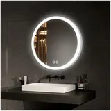 EMKE Rund Badezimmerspiegel 60cm Badspiegel mit Beleuchtung Φ60cm,Beschlagfrei, 3 Farbtemperaturen(3000K-6500K) und dimmbaren (60 cm)