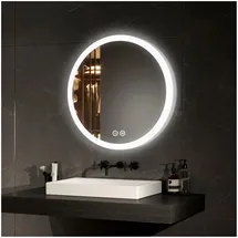 EMKE Rund Badezimmerspiegel 60cm Badspiegel mit Beleuchtung Φ60cm,Beschlagfrei, 3 Farbtemperaturen(3000K-6500K) und dimmbaren (60 cm)