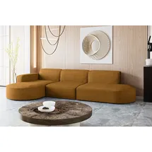 kaiser möbel Ecksofa Designer, Sofa L form MODENA stoff Poso Senffarbe Links - Gelb