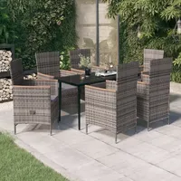 VidaXL 7-tlg. Garten-Essgruppe mit Kissen Grau