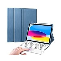 Fintie Tastatur Hülle für iPad 10. Generation 2022, iPad 10 Generation Hülle mit magnetisch Abnehmbarer Deutscher Tastatur und Touchpad Keyboard mit QWERTZ Layout, Dunstblau