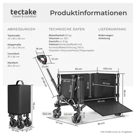 Tectake Bollerwagen faltbar schwarz