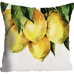 Dekokissen QUEENCE "Philipp", gelb (gelb, bedruckt), B:40cm L:40cm, Polyester, Dekokissen_Sitzkissen_Kissenhüllen, Kissenhülle,Zitronen,Fruchtmotiv,Sommerlich,Gelb,Frisch,Naturdesign
