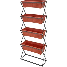 Tectake Vertikalbeet, mit 4 Kästen 52x21x127cm - braun