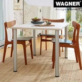 Wagner Möbelbein/Tischbein/Möbelfuß/Systemrohr TENO - 60 mm, individuell mit TENO System und QuickClick kombinierbar, Stahl in Aluminium Eloxaloptik, Tragkraft 50 kg - 12340701