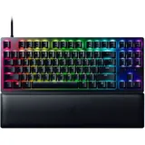 Razer Huntsman V2 Tenkeyless (Purple Switch) - Optische Gaming-Tastatur ohne Ziffernblock (Klickende Optische Switches, Doubleshot PBT-Tastenkappen, Handballenauflage) QWERTY US-Layout | Schwarz