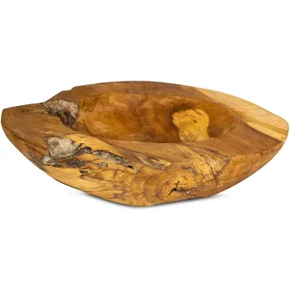 levandeo Schüssel Schale Teakholz 50cm Teak Massiv Holz Obstschale Holzschale Dekoschale Salatschüssel Tischdeko Holzdeko Unikat