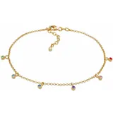 Elli Fußschmuck Damen Fußkettchen Bunt Geo Strand mit Kristalle in 925 Sterling Silber vergoldet